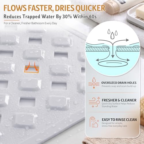 Yimobra Shower Mat, Bathtub Mat Non Slip, Big Drain Holes - Image 2