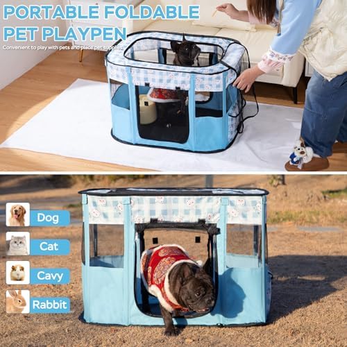 XRG Foldable Pet Playpen, Indoor Cat cage Puppy Crates L - Image 3