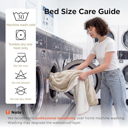Bedsure Waterproof Blanket for Bed Soft Sherpa Fleece Throw, Twin 80"x60" - Image 4