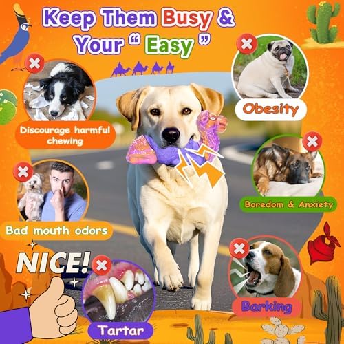 Tough Dog Chew Toys for Aggressive Chewers, Squeaky Indestructible Dog Toy To - Image 5