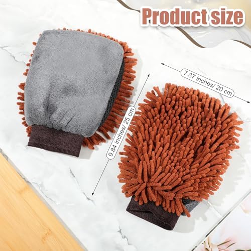 Teenyyou 2 Pcs Dog Towel Chenille Microfiber Pet Grooming Gloves - Image 2