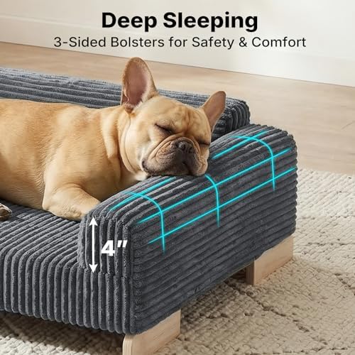 Veehoo Elevated Dog Bed Indoor, Wood Furniture Style Dog Couch Sofa - Image 4