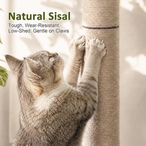 40" Cat Scratching Post, Natural Sisal Rope Cat Scratcher Tree - Image 4