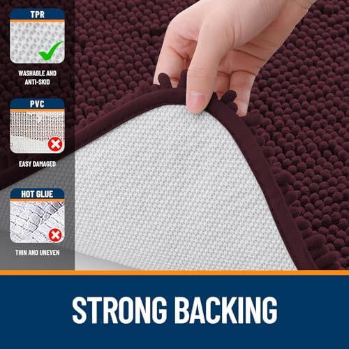 OLANLY Bathroom Runner Rugs 47x20, Extra Soft Absorbent Chenille Bath Rugs - Image 6