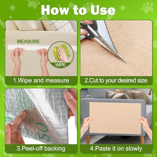 ENONCI 47.2x15.8 Cat Scratcher Mat, Self-Adhesive Wall Corner Cat Scratcher Pad - Image 5
