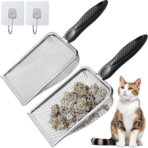 2Pcs Cat Litter Scoop Metal Stainless Steel Mesh Kitty Litter Scoop by ISYOKE