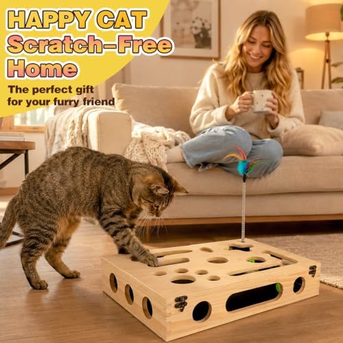 Cat Scratch Puzzle Enrichment Box, Interactive Cat Toy - Image 7