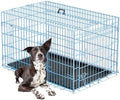 FDW | 42" Foldable Metal Dog Crate | Blue | Cage by FDW