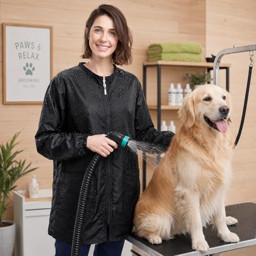 Pumtus Waterproof Pet Grooming Smock, Long Sleeves Dog Grooming Workwear - Image 6