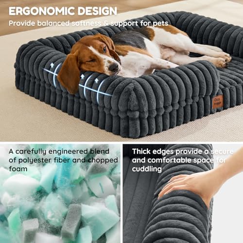 ChiXnuggle Faux Fur Orthopedic Dog Bolster Bed, Waterproof Washable Cover - Image 2