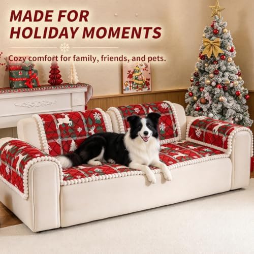 Christmas Couch Cover, Christmas Plush Sofa Cover for Dog Pet 1PC - Image 4