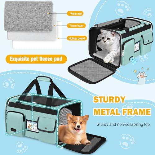 HUANLANG Large Cat Carrier Travel Soft Sided Pet Carrier Airline Approved - Image 6