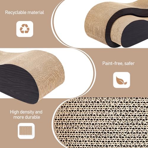 FluffyDream 2 in 1 Cat Scratcher Cardboard Lounge Bed, Cat Scratching Post - Image 3