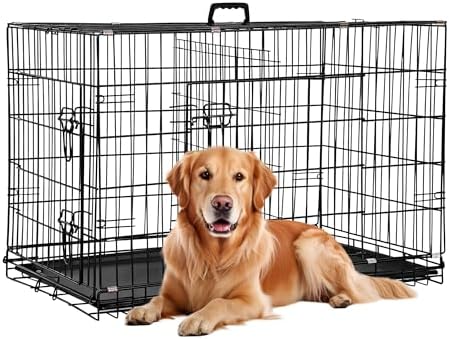 FDW | 36" Foldable Metal Dog Crate | Dark Black | Cage by FDW