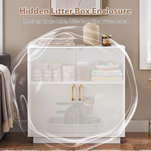 Gitelsnour 30.9'' Litter Box Enclosure Furniture- Hidden Storage - Image 3