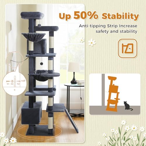 MUTTROS 81 Inch Tall Cat Tree for Big Cats & Multi-Cat Homes, Large Heavy Duty - Image 2