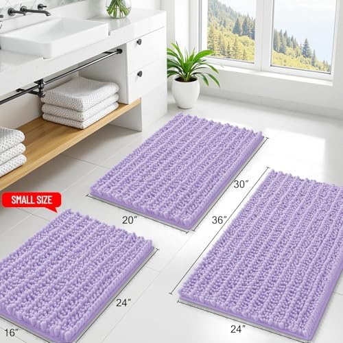 Smiry Bathroom Rugs 24X16, Extra Soft Rubber Backing Chenille Bath Mats - Image 2