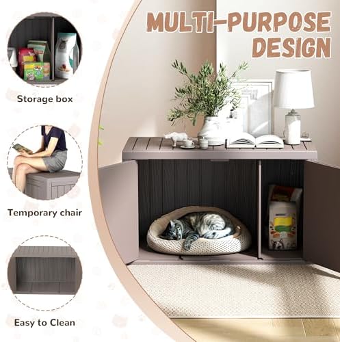 PatioZen Hidden Cat Litter Box, Cat Litter Box Enclosure Furniture - Image 5