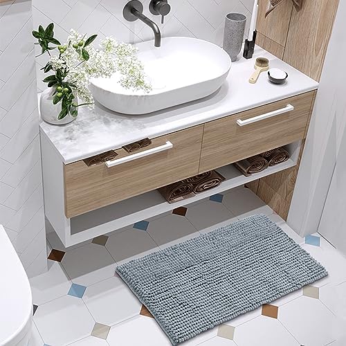 FRESHMINT Chenille Bathroom Rugs Non-Slip Bath Mat 24"x17", Washable Soft - Image 2