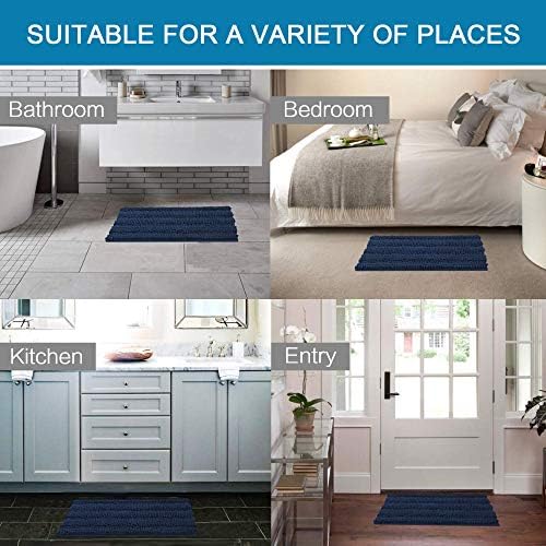 H.VERSAILTEX Bath Mats for Bathroom Non Slip Extra Thick Chenille Striped Bath - Image 6