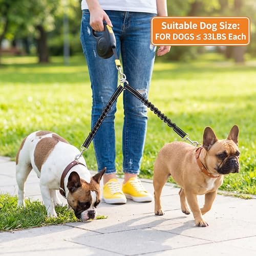 Double Dog Leash for Walking 2 Small Dogs, Dual Retractable 9.8ft Extendable - Image 5