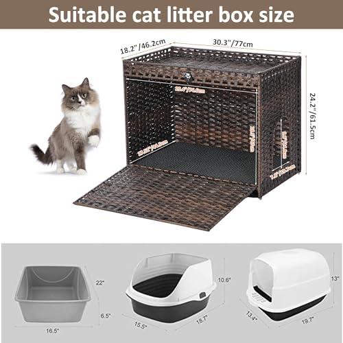 Cat Litter Box Enclosure with Door, Hidden Cat Washroom Furniture - Image 7