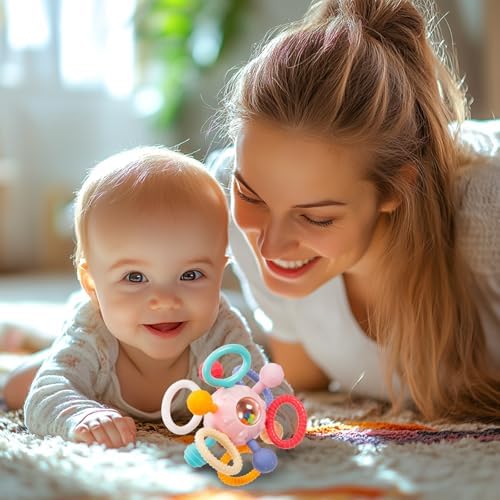 Baby Montessori Sensory Teething Toy 0-6 6-12 Months, Teether Ball & Rattle - Image 6