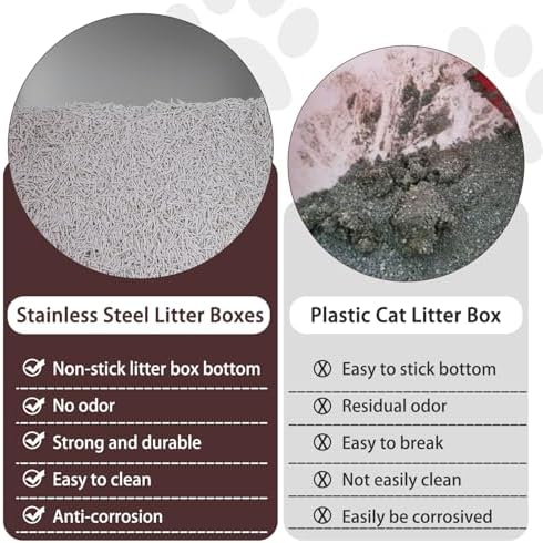 Small Stainless Steel Litter Box, 17.5"×13.6"×4" - Image 5