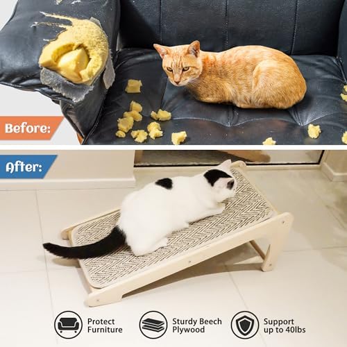 PETKARAY Cat Scratcher, Sisal Cat Scratching Ramp, L Shape Scratch Board - Image 4