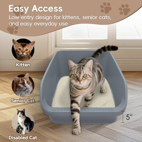 Large Cat Litter Box with High Sides, Durable Open Top Cat Litter Pan - Image 2