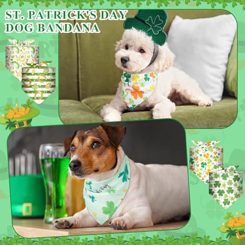 72 Pcs St Patrick's Dog Bandanas Bulk Shamrock Bandanas for Dog Adjustable Washable Pet Triangle Scarf Soft Kerchief Bib for St Patrick's Holiday Pet Costume Accessories - Image 4
