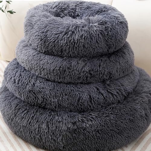 Cat Beds for Indoor Cats, Round Donut Small Dog Bed, Dark Gray - Image 6