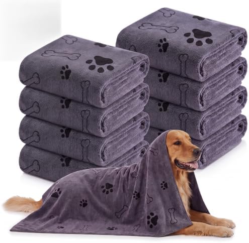 Chumia 8 Pcs Dog Towel for Drying, 55 x 28 Inch, Dog Paw and Bone by Chumia