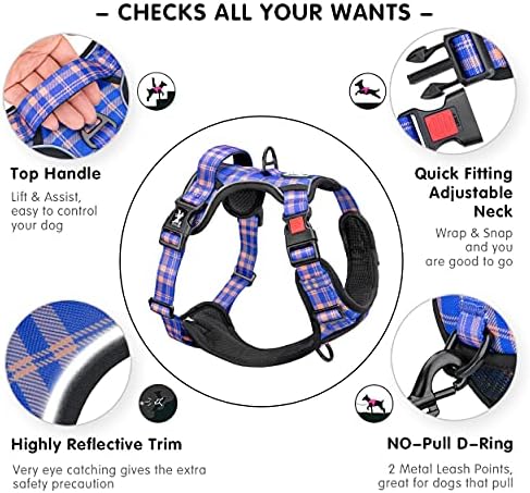 PoyPet Plaid Dog Harness Medium, No Pull Vest - Image 2