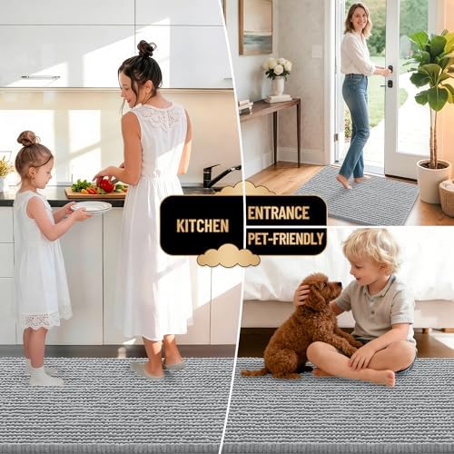 OLANLY Thick Chenille Large Bathroom Rugs Mats 40x32, Light Grey - Image 6