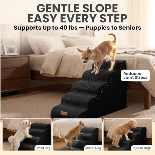 Miorun Dog Stairs for High Beds, 24.5" Foam Pet Ramp Step for Small Dogs - Image 3