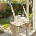 Macrame Tassel Boho Cat Window Perch, 17.7”-11.8” Metal Frame Window Bed by Kazazoo