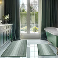 BSICPRO Bathroom Rugs Sets 2 Piece, Non Slip Striped Bath Mat, Hunter Green by BSICPRO