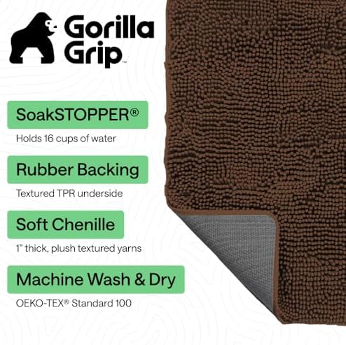 GORILLA GRIP SoakSTOPPER Dog Door Mat, Machine Wash and Dry, 36x24 Brown - Image 3