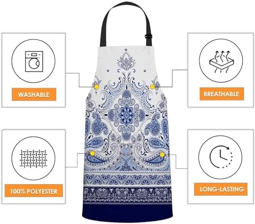 Paisley Pattern Apron Adjustable Neck Bib Apron - Image 4