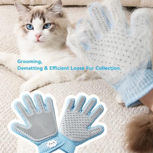 Cat Grooming Gloves, Upgraded 2-in-1 Double-Sided - Image 5