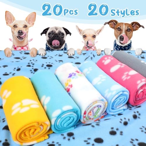 Eccliy 20 Pcs Puppy Blanket Fleece Pet Dog Throw, 39 x 35 Inch - Image 5