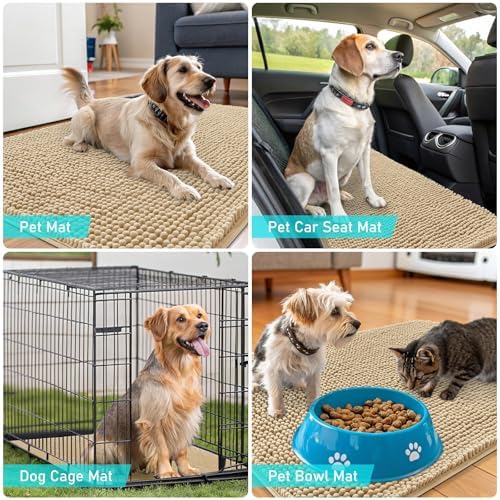 OLANLY Dog Door Mat for Muddy Paws 32x20, Super Absorbent Chenille Mud Mat - Image 7