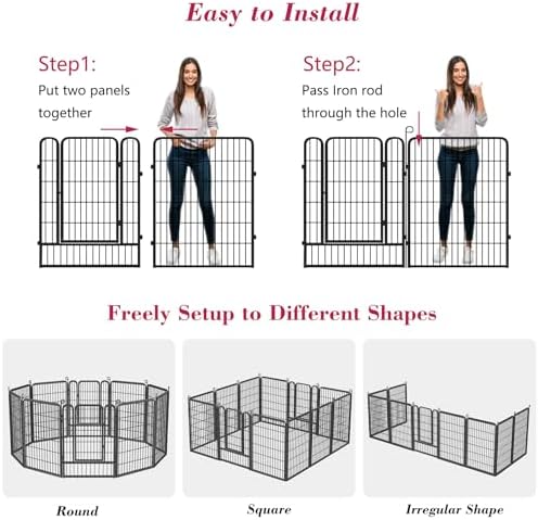 Dog Playpen 40 inch Dog Fence for Outdoor Indoor Use Heavy Duty Metal Dog Pen - Image 4