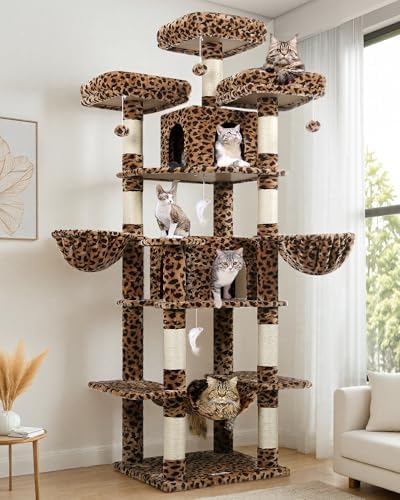 Globlazer Big XXL Cat Tower for Indoor Multiple Cats, Leopard Print by Globlazer