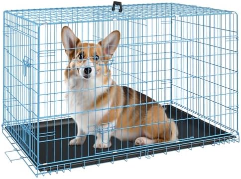 FDW | 30" Foldable Metal Dog Crate | Blue | Cage by FDW