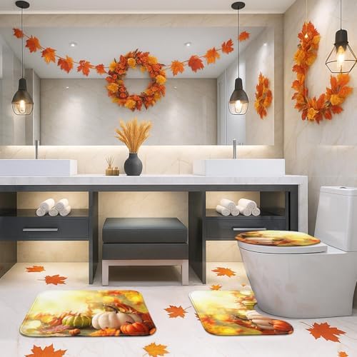 Arttown Bathroom Rug Set of 3, Bath Mats Fall Thanksgiving Pumpkins - Image 5