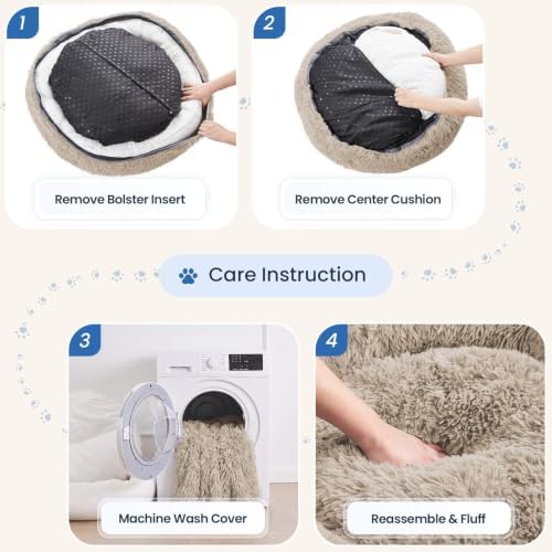 JOLLYVOGUE Washable Dog Beds Large Sized Dog, 36 Inch Donut Large Dog Bed - Image 3