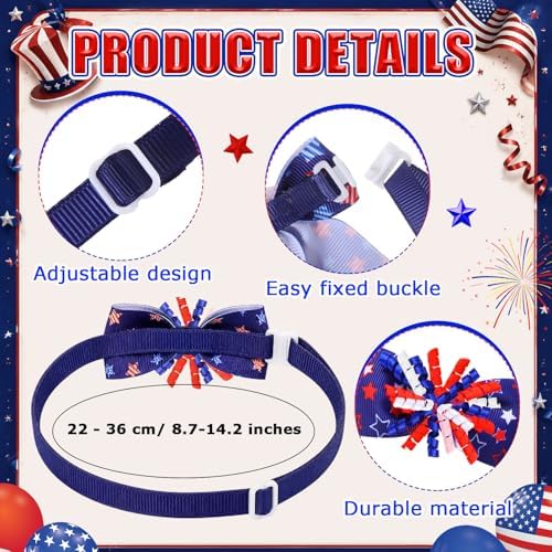 Huhumy 100 Pcs 4th of July Dog Bow Ties Bulk Independence Day Pet Collars - Image 4