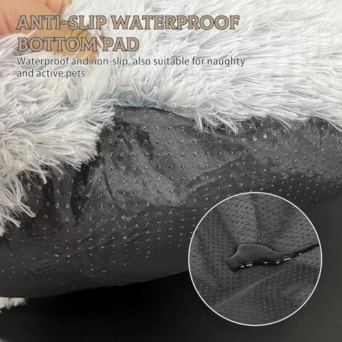 Cat Bed Round Fluffy Hooded Cat Bed Cave, Anti-Anxiety Cave Bed - Image 3